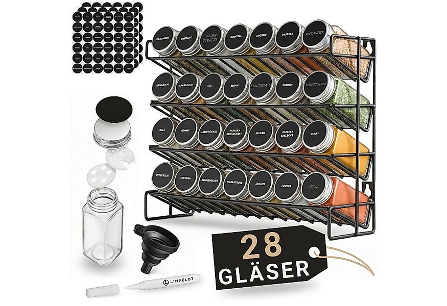 LINFELDT Gewürzregal Gewürzregal 28 Gläser + 108x Sticker, Stift, Schrauben günstig online kaufen