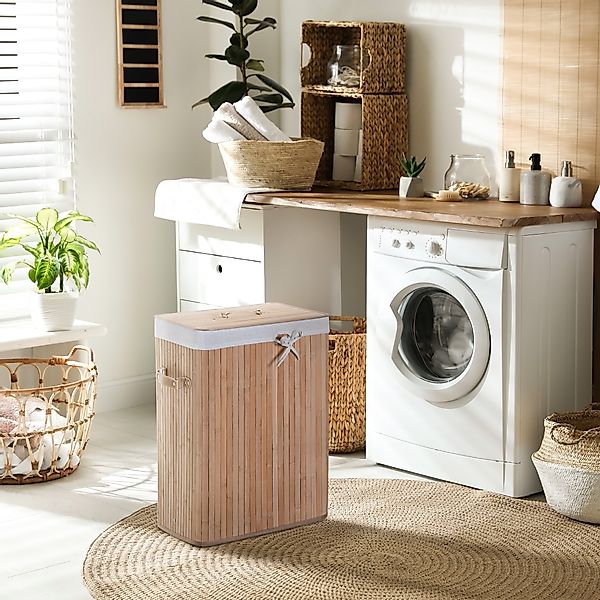 HOMCOM Wäschekorb (Wäschekorb, 1 St., Wäschebox), Bambus, faltbar, 72L, Nat günstig online kaufen