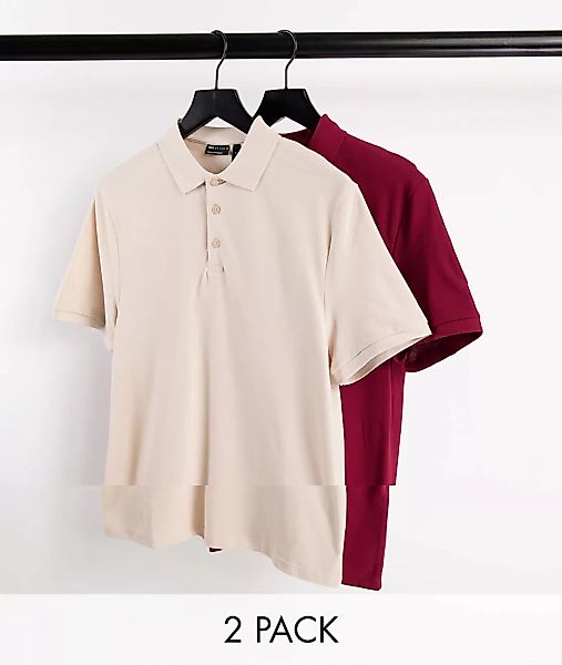 ASOS DESIGN – 2er-Pack Polohemd aus Jerseypikee-Mehrfarbig günstig online kaufen