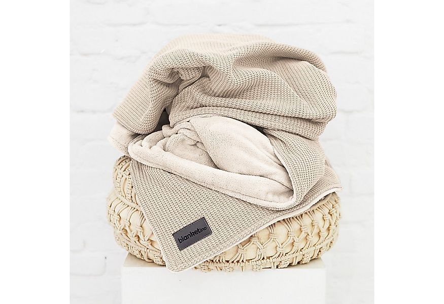 Wohndecke flauschige Kuscheldecke, wärmende Couchdecke im Strick Design, bl günstig online kaufen