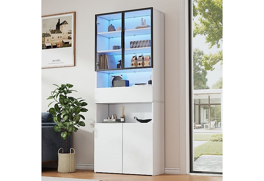 KLAM HOME Vitrine 70*30*200cm Vitrine,Vitrinenschränke Mit Schubladen und S günstig online kaufen
