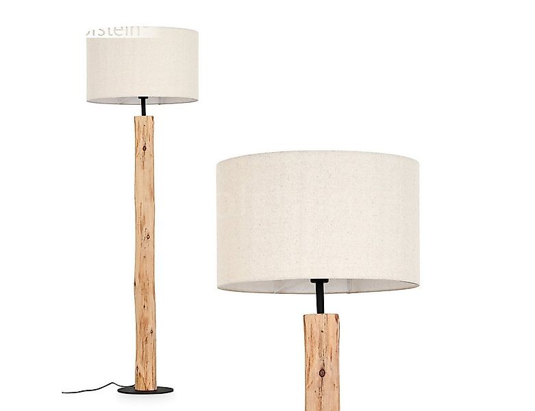 hofstein Stehlampe Stehlampe aus Holz/MetallStoff in Natur/Schwarz/Beige, o günstig online kaufen