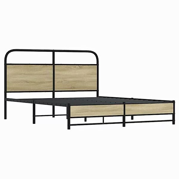 vidaXL Bett Metallbett ohne Matratze Sonoma-Eiche 160x200 cm günstig online kaufen