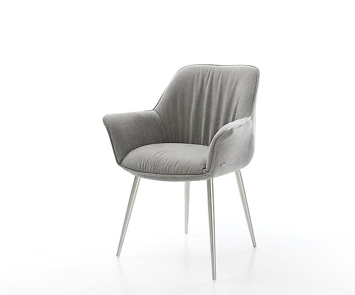 Esszimmerstuhl Keila-Flex mit Armlehnen Strukturstoff Soft Grau 4-Fuß konis günstig online kaufen