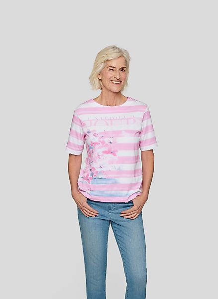 Rabe Rundhalsshirt, mit Streifen und floralem Muster günstig online kaufen