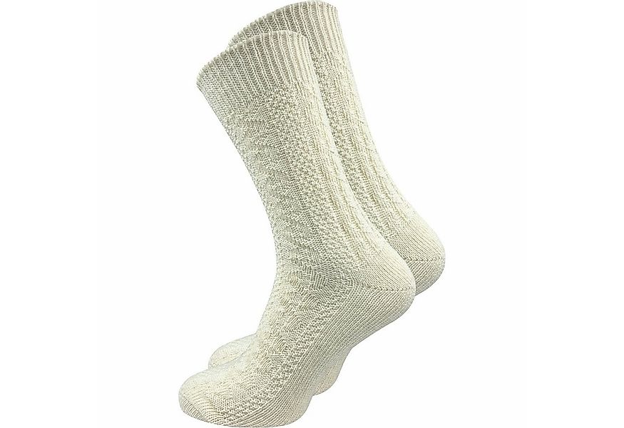 GAWILO Trachtensocken für Herren mit urigem Zopfmuster in grau & natur mit günstig online kaufen