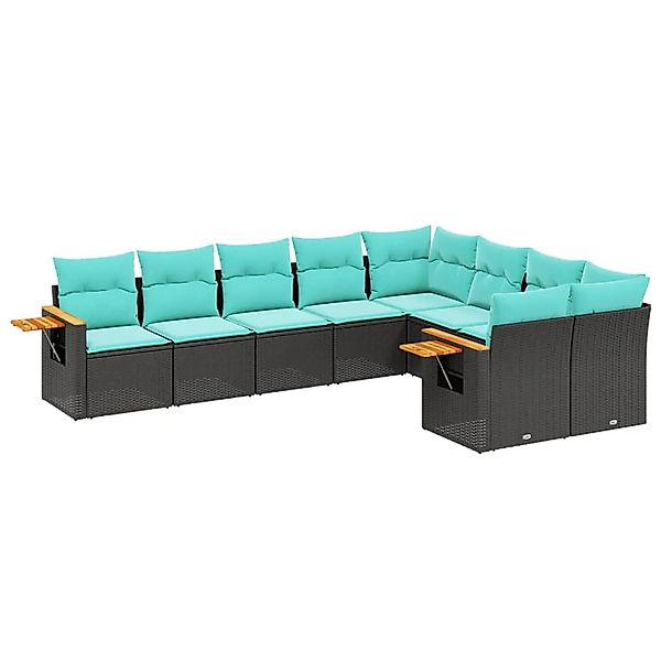 vidaXL 9-Tlg Garten-Sofagarnitur mit Kissen Schwarz Poly Rattan 3227142 günstig online kaufen