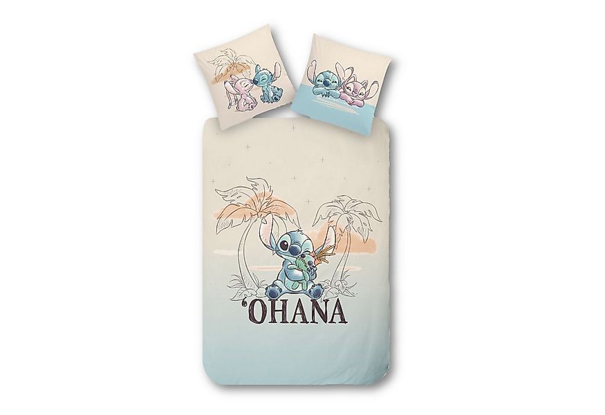 MTOnlinehandel Bettwäsche Disney's Lilo & Stitch "OHANA" 135x200 + 80x80 cm günstig online kaufen