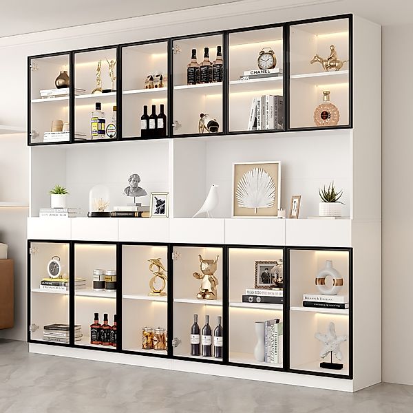 Merax Standvitrine Matt Glasvitrine mit LED-Beleuchtung günstig online kaufen