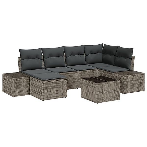 vidaXL Loungesofa 6-tlg. Garten-Sofagarnitur mit Kissen Schwarz Poly Rattan günstig online kaufen