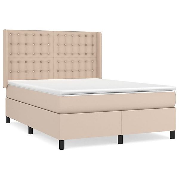 vidaXL Bettgestell, Boxspringbett Matratze Cappuccino-Braun 140x200cm Kunst günstig online kaufen