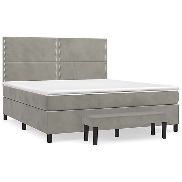 Vidaxl Boxspringbett Mit Matratze Hellgrau 180x200 Cm Samt günstig online kaufen