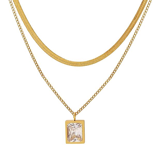 GOLDKLEIN Kette mit Anhänger doppelte Edelstahl günstig online kaufen