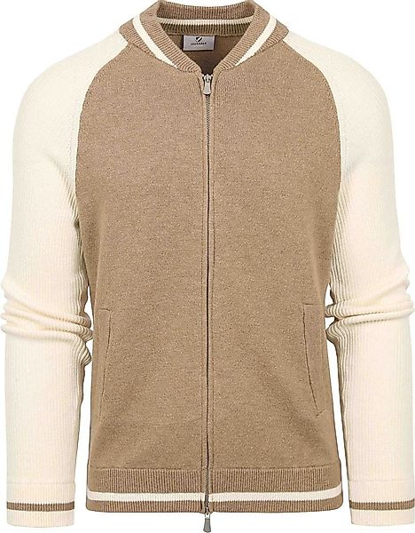 Suitable Strickjacke Max Varsity Woolmix Beige - Größe M günstig online kaufen