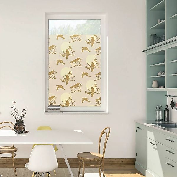 LICHTBLICK Fensterfolie Moon Birds Vögel Moon Birds beige B/L: ca. 50x50 cm günstig online kaufen