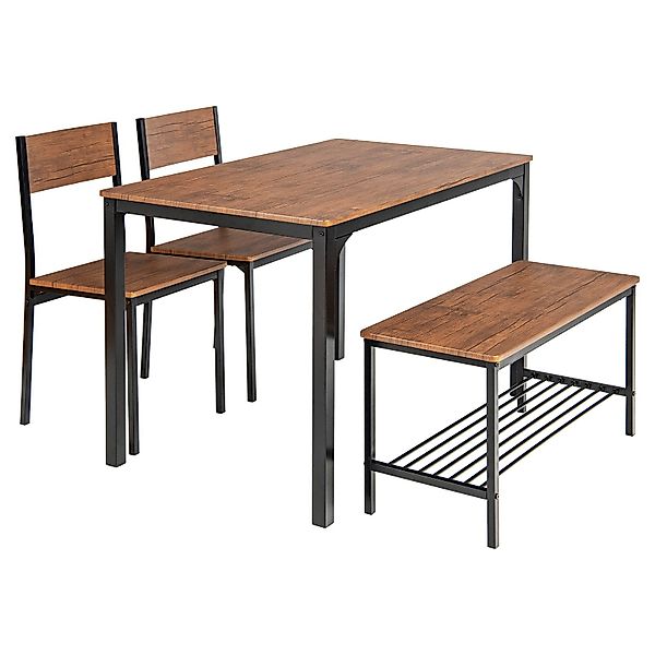 COSTWAY Esstisch, 4-tlg. mit 2 Stühlen, günstig online kaufen