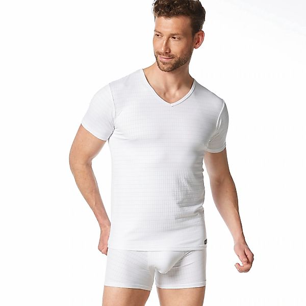 Bruno Banani V-Shirt "CHECK LINE 2.0" Pique Optik, Kurzarm, V-Neck, Cotton- günstig online kaufen