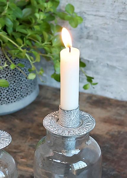 Kerzenhalter für Flaschen Zink Kerzenhalteraufsatz Flaschenaufsatz Vintage- günstig online kaufen