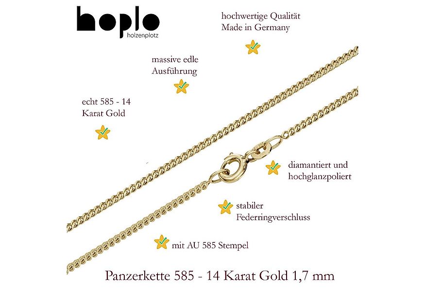 HOPLO Panzerkette Goldkette Panzerkette Länge 38cm - Breite 1,7mm - 585-14 günstig online kaufen