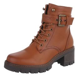 Ital-Design Damenstiefel mit Blockabsatz und Schnürverschluss günstig online kaufen