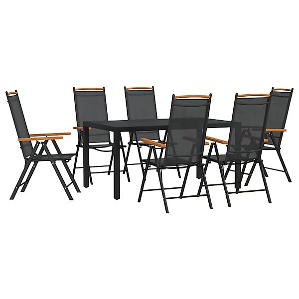 vidaXL 7-Tlg Garten-Essgruppe Schwarz Aluminium 3200601 günstig online kaufen