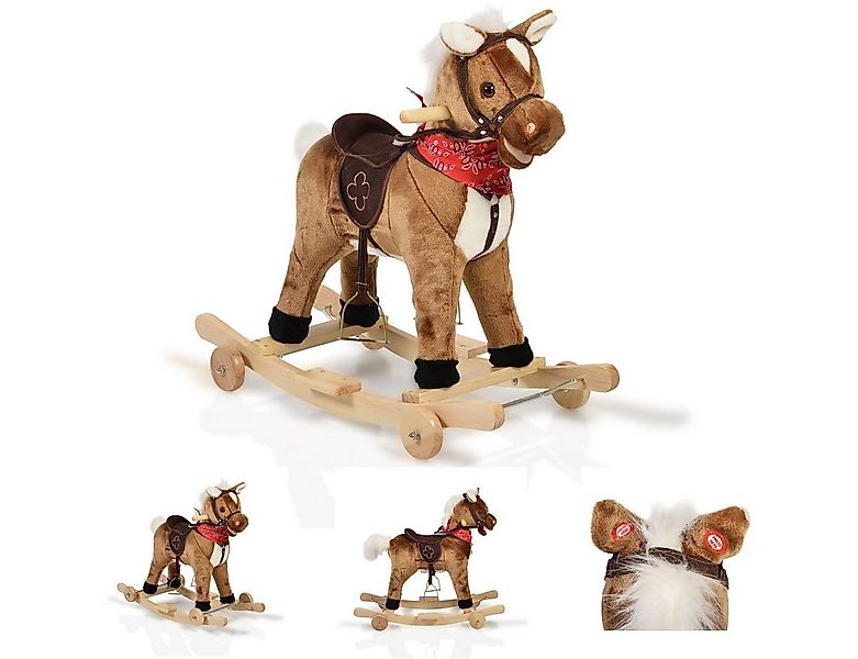 Babyshoppen Schaukeltier Plüsch-Schaukelpferd 2 in 1, Kufen, Sattel, Steigb günstig online kaufen