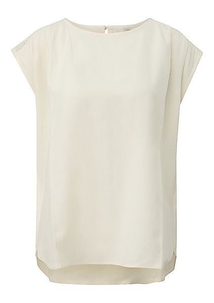 QS Kurzarmbluse Bluse Lockere Viskosebluse mit Spitzeneinsatz günstig online kaufen
