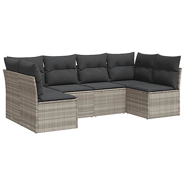 vidaXL 6-Tlg Garten-Sofagarnitur mit Kissen Hellgrau Poly Rattan 3217392 günstig online kaufen