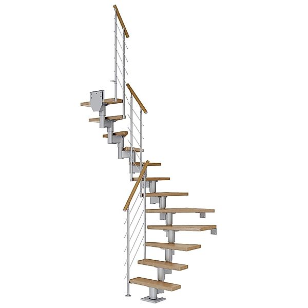Dolle Mittelholmtreppe Dublin Eiche Perlgrau GH bis 337 cm 1/2gew. 65 cm FS günstig online kaufen