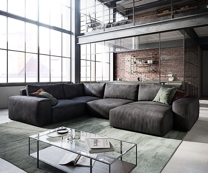 DELIFE Wohnlandschaft Lanzo, L Lederimitat Vintage günstig online kaufen