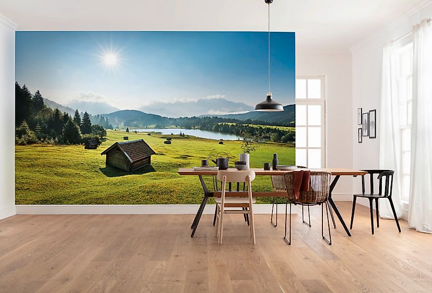 Vlies Fototapete Bergwiese vor Karwendel 450x280 cm günstig online kaufen