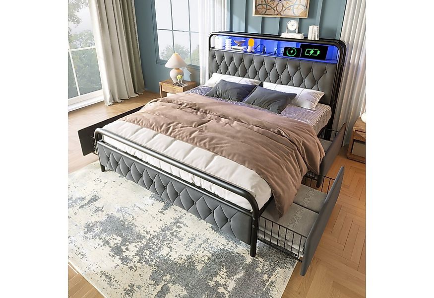 HAUSS SPOLE Polsterbett 180×200 mit Ladefunktion, LED-Beleuchtung und 4 Sch günstig online kaufen
