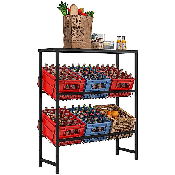 HOMCOM Getränkekistenregal Stahl Schwarz 103L x 33B x 113,5H cm günstig online kaufen