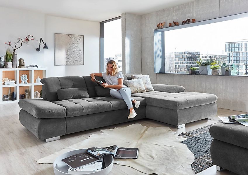 Die PlanBar Ecksofa "MP-IN17004 L-Form", wahlweise mit Bettfunktion, Sitzti günstig online kaufen