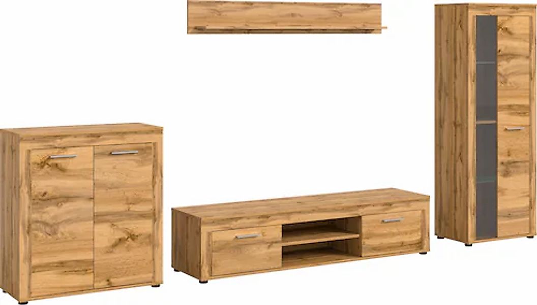 INOSIGN Wohnwand »Aosta, Breite 330cm, best. aus Highboard, Lowboard, Wandb günstig online kaufen