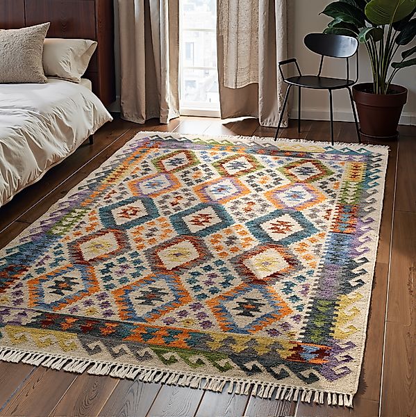 HANSE Home Teppich »Kelim Oasis«, rechteckig, 3 mm Höhe, Wolle, Baumwolle, günstig online kaufen