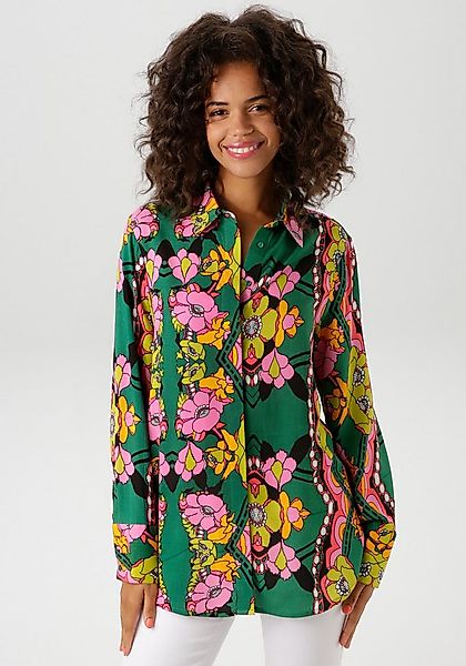 Aniston CASUAL Hemdbluse mit farbenfrohen, grafischen Blumendruck günstig online kaufen