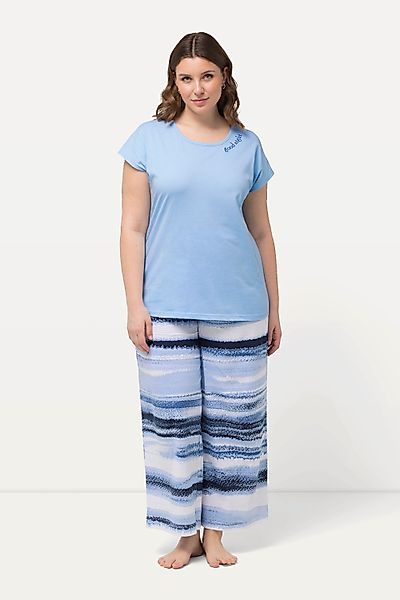Ulla Popken Pyjama Pyjama Streifen Stickerei günstig online kaufen