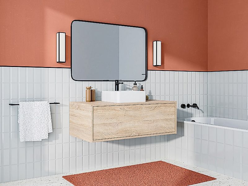 Waschbeckenunterschrank hängend - Holzfarben hell - 94 cm - TEANA II günstig online kaufen