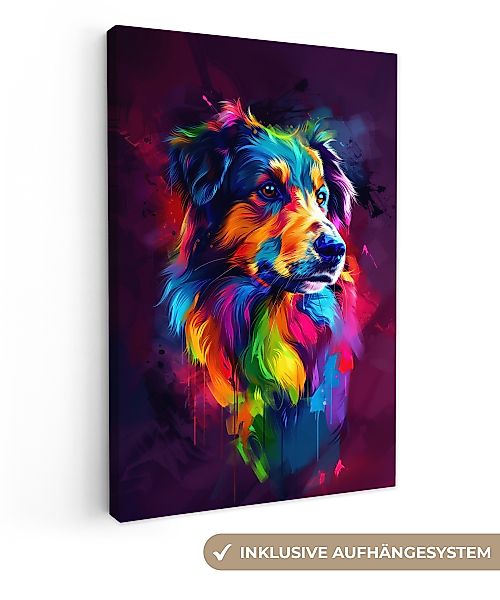 OneMillionCanvasses® Leinwandbild Hund - Farbenfroh - günstig online kaufen