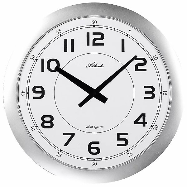 Atlanta 4433 Wanduhr Quarz Analog Silbern Flach Rund Modern günstig online kaufen