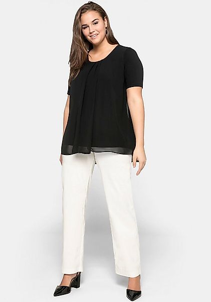 Sheego T-Shirt Blusenshirt Kurzarm im Lagenlook günstig online kaufen