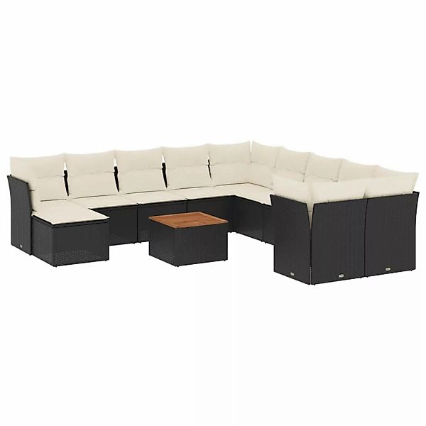 vidaXL 12-tlg Garten-Sofagarnitur mit Kissen Schwarz Poly Rattan Modell 57 günstig online kaufen