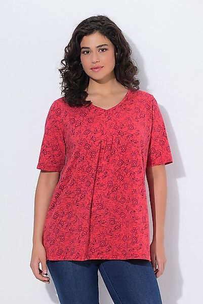 Ulla Popken T-Shirt T-Shirt Schildkröten A-Linie V-Ausschnitt Halbarm günstig online kaufen