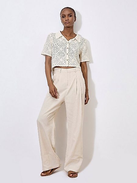 Apricot Stoffhose Plissierte Hose mit weitem Bein günstig online kaufen