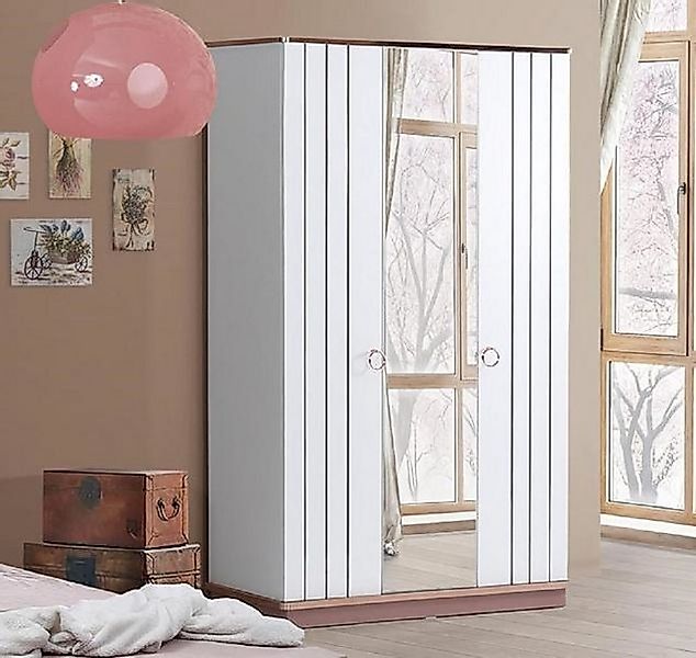 JVmoebel Kleiderschrank Kleiderschrank Weiß mit Spiegel und modernen Akzent günstig online kaufen