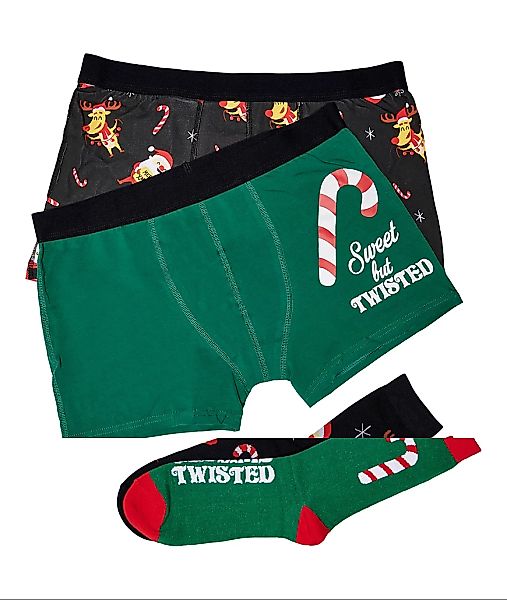 Only & Sons – Weihnachtliche Socken und Unterhosen im 4er-Pack in einer Ges günstig online kaufen