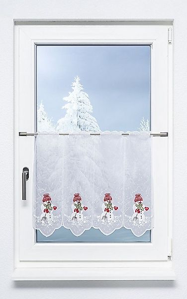 Plauener Spitze® Scheibengardine Snowman (1 St), transparent, HxB 49x48.9cm günstig online kaufen