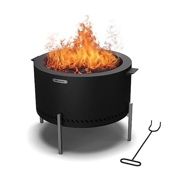Blumfeldt Ignite Pure Feuerschale Raucharm Grillrost Edelstahl Regenhaube T günstig online kaufen