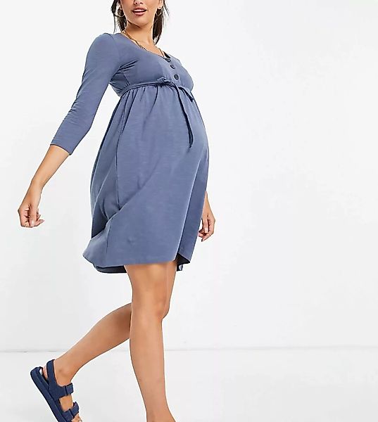 Mamalicious Maternity – Langärmliges Shirt-Kleid aus Bio-Baumwolle mit Über günstig online kaufen